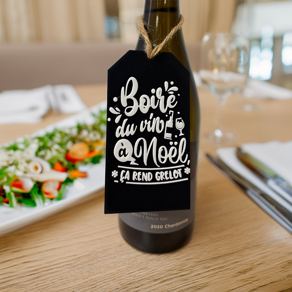 Humorous French Christmas Wine Tags