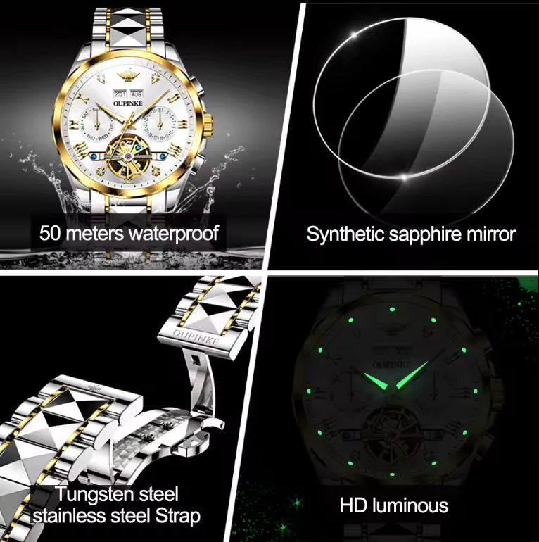 Montre mécanique de luxe pour hommes, squelette G3186, étanche, cadran évidé, horloge automatique, à la mode