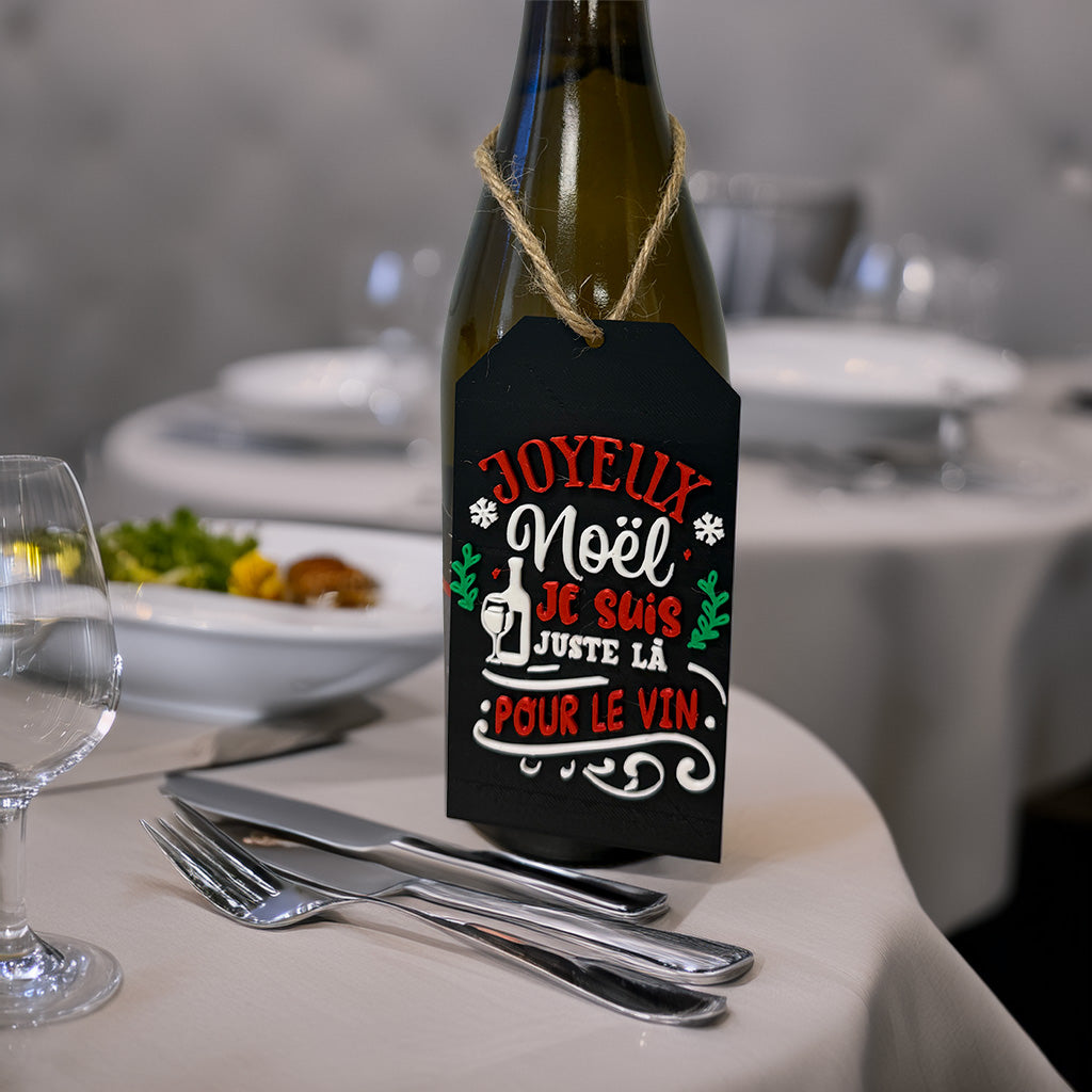 Humorous French Christmas Wine Tags