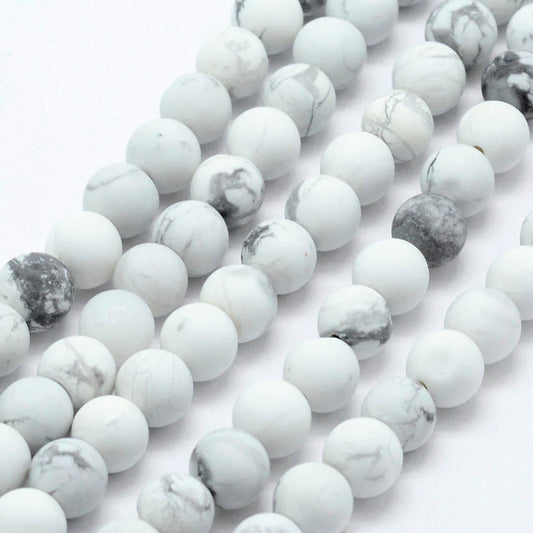 Matte White Howlite Lava Stone Beads bracelet
