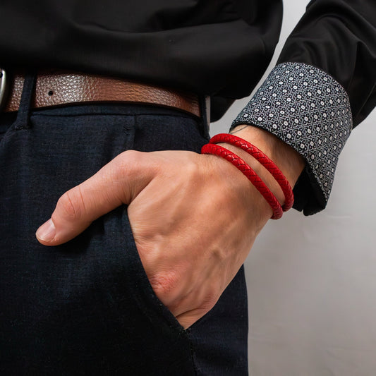 Dual braided round leather bracelet 3 colours - Reico Creations