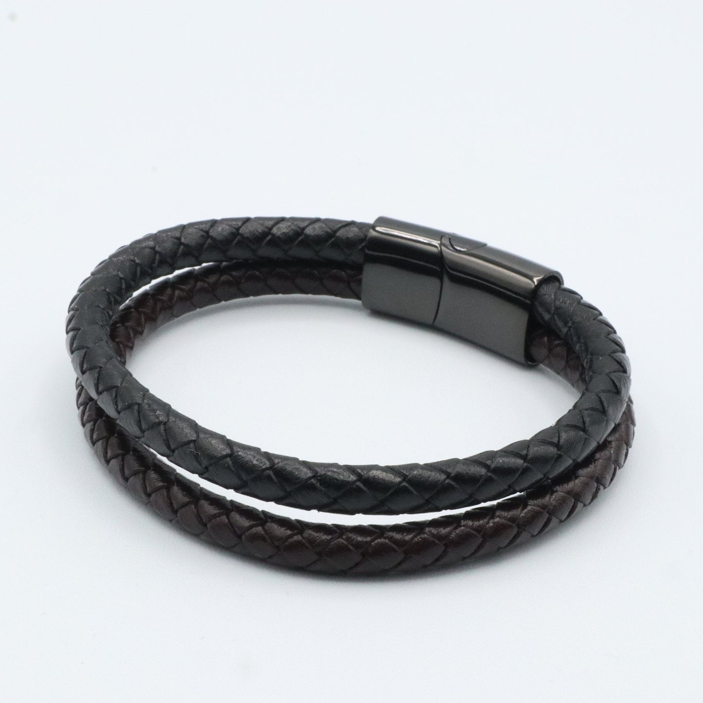 Dual braided round leather bracelet 3 colours - Reico Creations