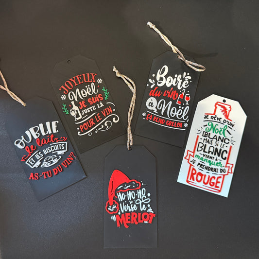 Humorous French Christmas Wine Tags