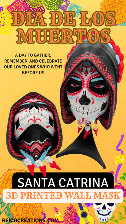 Masque mural Santa-Catrina imprimé en 3D avec support