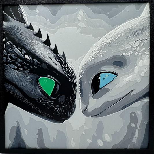Toothless and Light Fury 3D Print Artwork