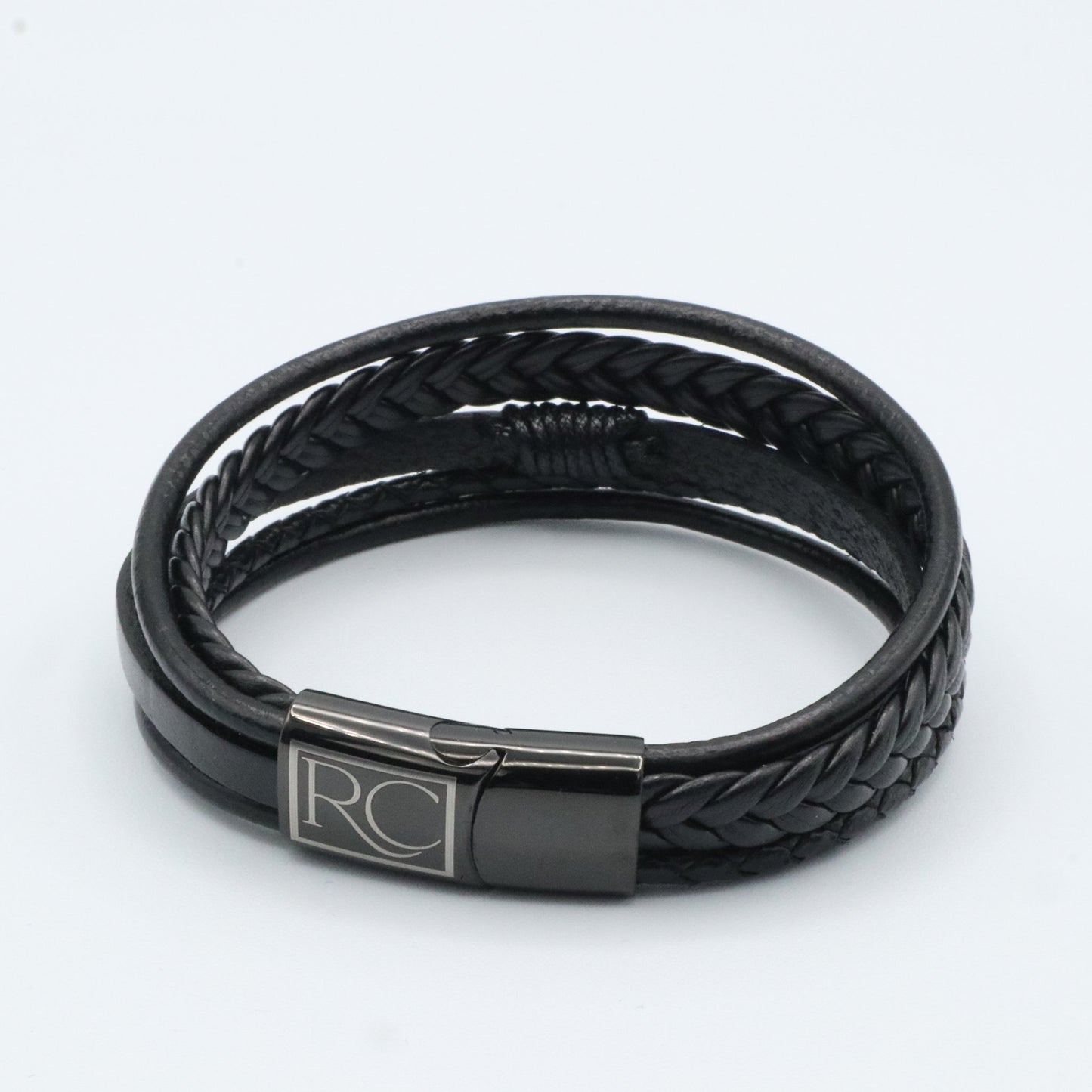 multi-strand black leather bracelet 22002 - Reico Creations