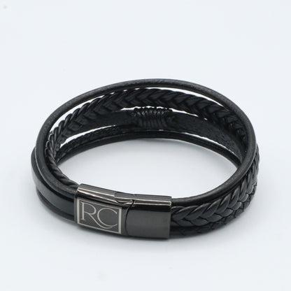 multi-strand black leather bracelet 22002 - Reico Creations
