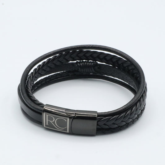 multi-strand black leather bracelet 22002 - Reico Creations