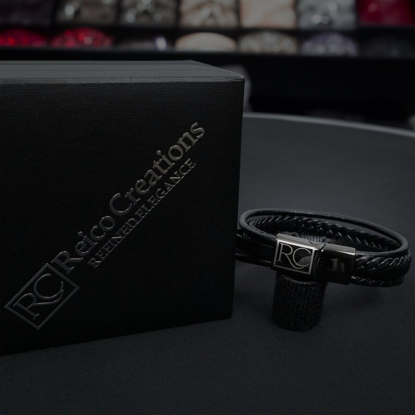 multi-strand black leather bracelet 22002 - Reico Creations