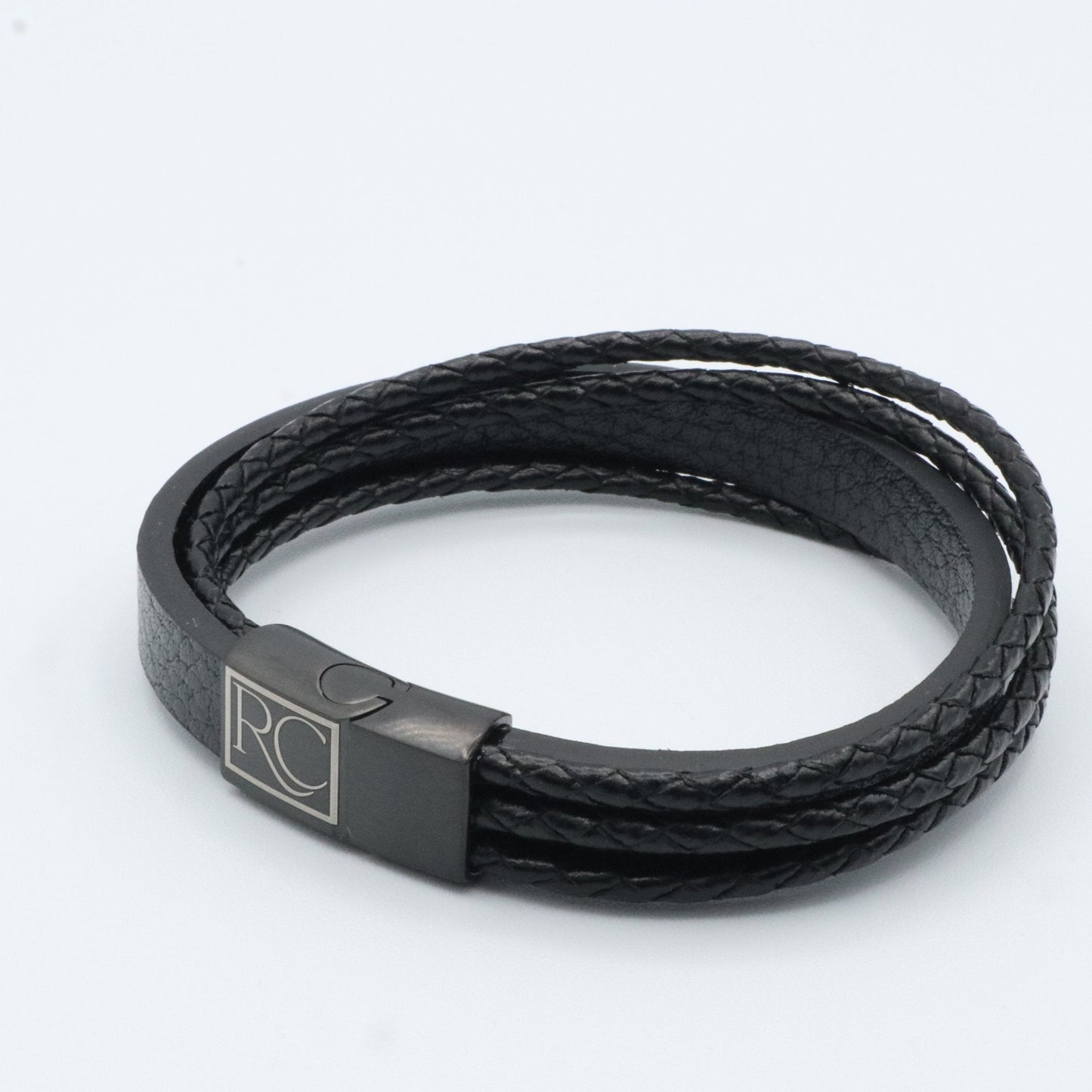 multi-strand black leather bracelet 22025 - Reico Creations