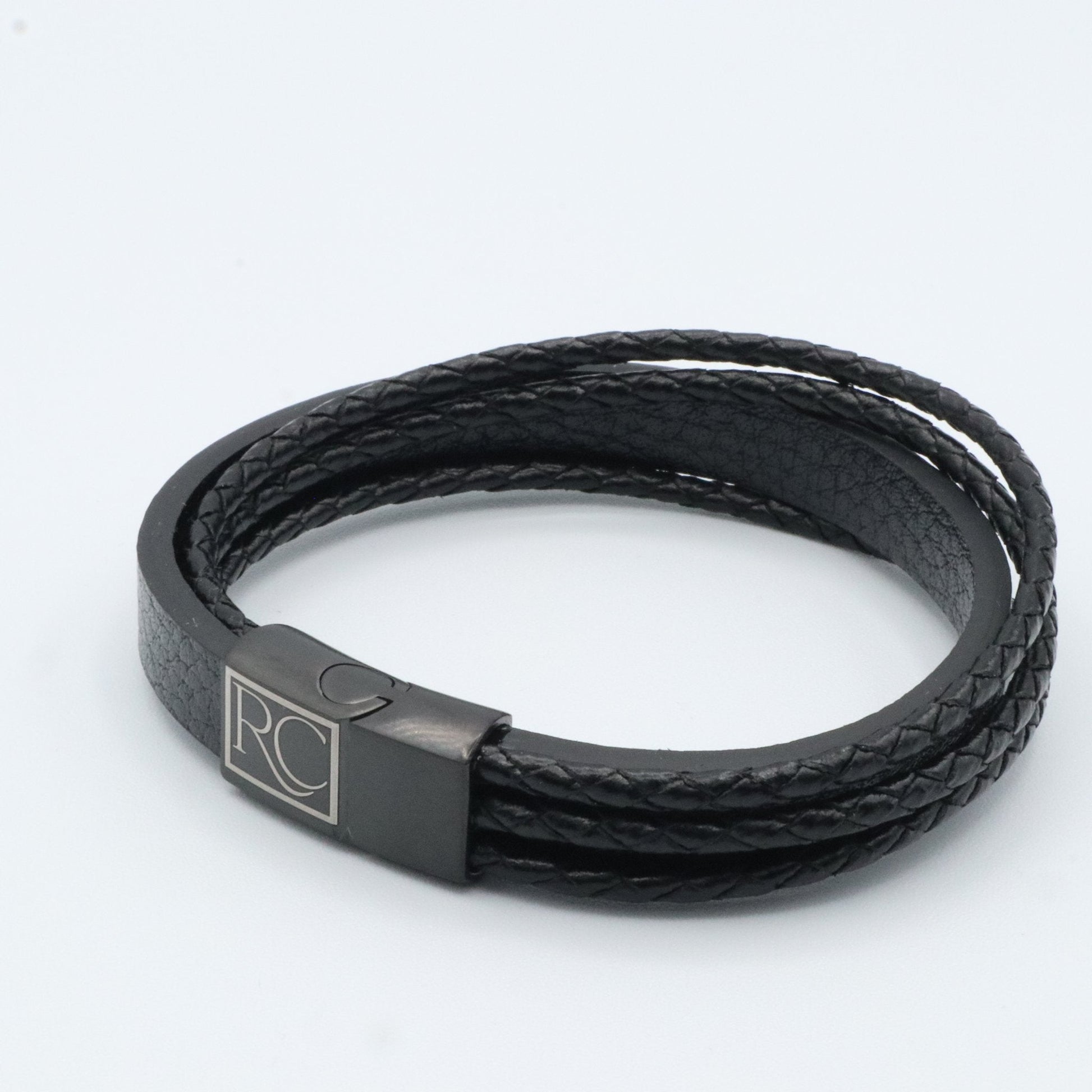 multi-strand black leather bracelet 22025 - Reico Creations