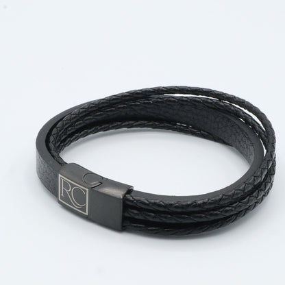 multi-strand black leather bracelet 22025 - Reico Creations