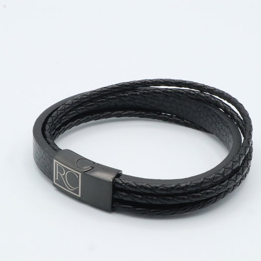 multi-strand black leather bracelet 22025 - Reico Creations