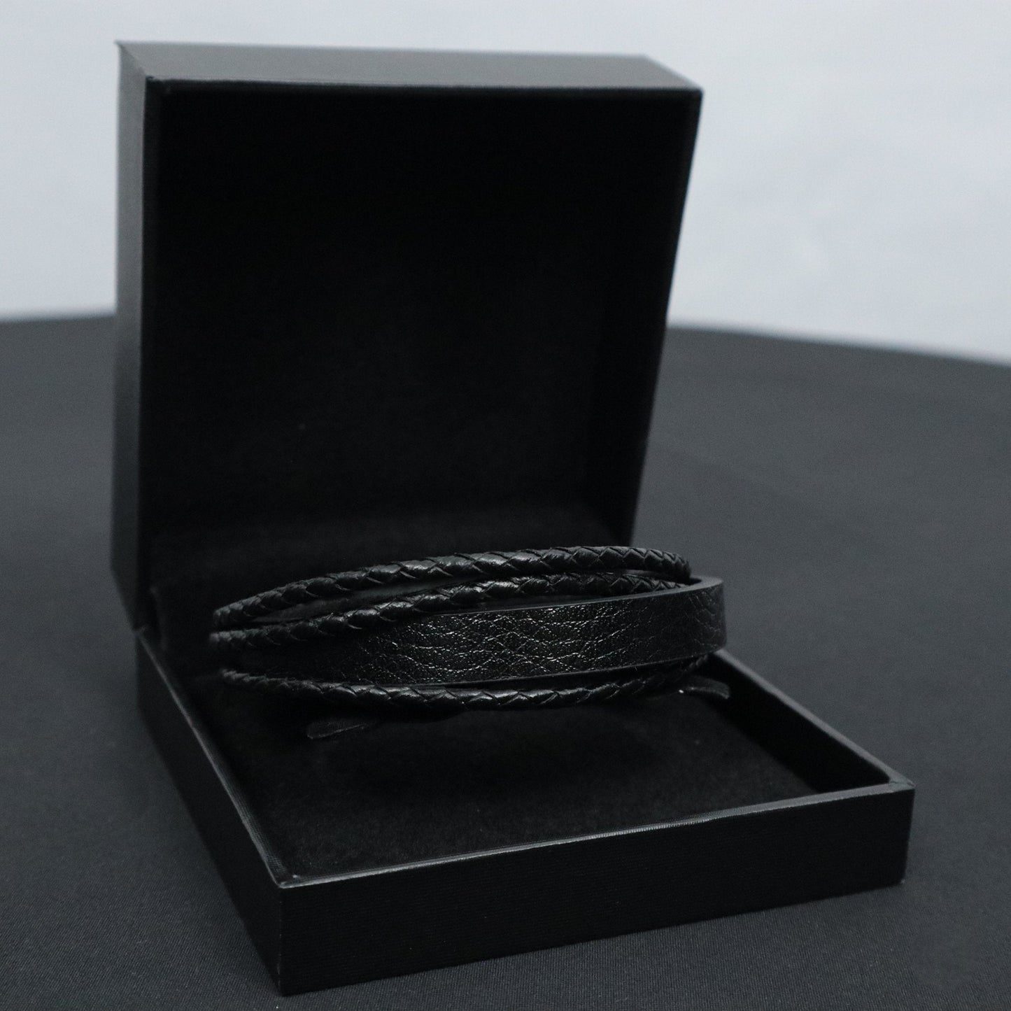 multi-strand black leather bracelet 22025 - Reico Creations