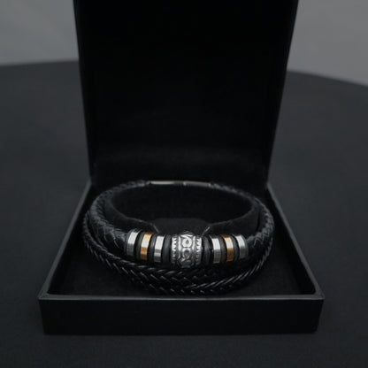 multi-strand black leather bracelet 22052 - Reico Creations
