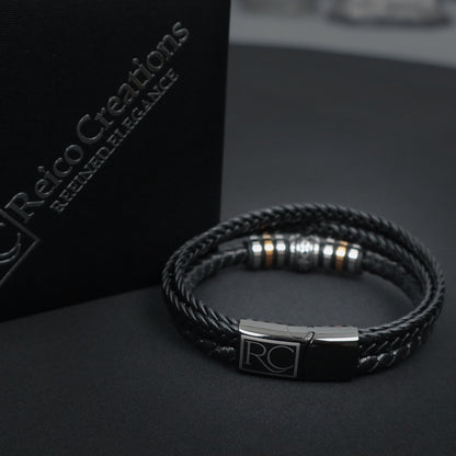 multi-strand black leather bracelet 22052 - Reico Creations