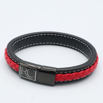 Simple flat stitched leather bracelet - Reico Creations