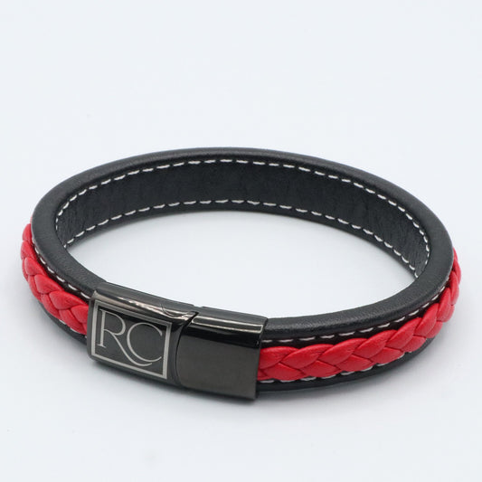 Simple flat stitched leather bracelet - Reico Creations